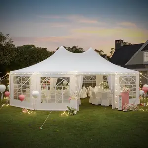 29x23ft Party Tent, White Wedding Tent, Dodecagonal Heavy Duty Canopy with Removable Sidewalls, 10 Church Windows and 2 Pull-Back Doors, Outdoor Gazebo Pavilion Shelter Tent for Party, Event
