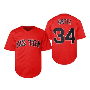 Men's Baseball Jersey #34 Embroidered Alphanumeric Boston Baseball Fanwear Short Sleeve Athletic Activewear