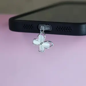 1 piece simple butterfly phone dust plug, suitable for iPhone/Type-C connector port dust plug, Phone Charms