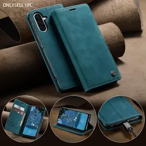 Leather Flip Cover Card Slot Phone Case, Shockproof Stand Holder for Samsung Galaxy A56 A55 A54 A53 A52 A51, Stylish Protective Cover, Accessories