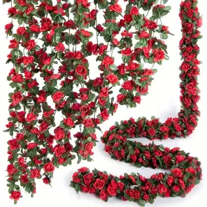 8-piece hanging fake rose vines with green rose rings, suitable for wedding, anniversary, birthday and Christmas wall decoration. Ornaments