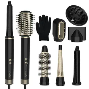 Layhou 8-IN-1 Hair Dryer Brush Hair Styling Comb Hair Straightening Curling Comb Electric Hair Dryer Hair Straightener Brush for Home Salon Use