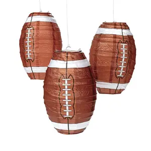6 1/2" Football Hanging Paper Lanterns - 3 Pc.