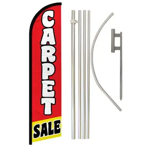 Windless Advertising Carpet Banner & Aluminium-Steel Pole Kit, 11.5x2.5ft Super-Knit Polyester Home & Festive Party Backdrop