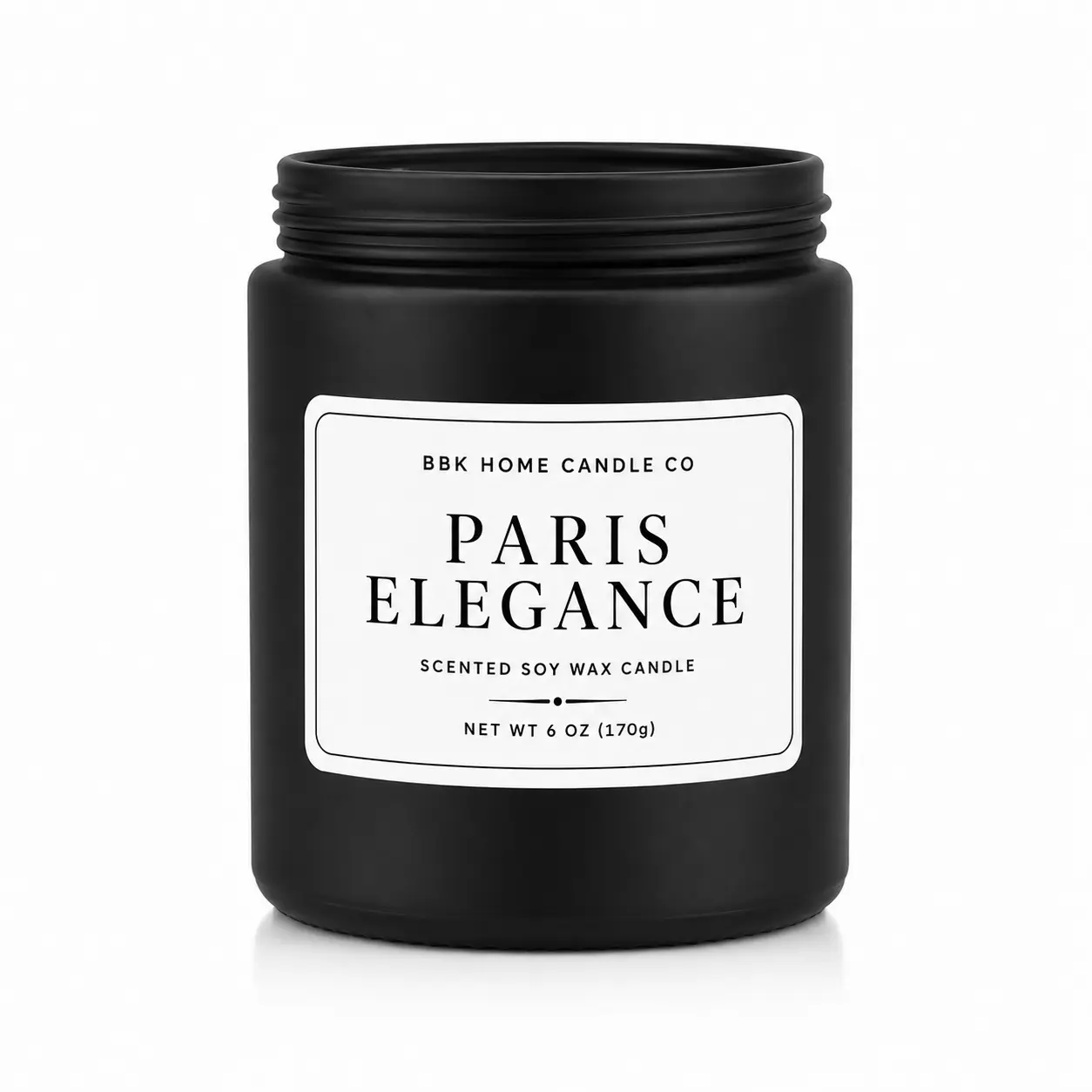 Paris Elegance Deluxe Soy Wax Candle – Matte Black Glass – 6 oz