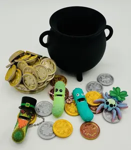 Lucky Irish Leprechaun Pot-o-Gold - with an Irish Pickle Keychain & Lucky Clover Spider