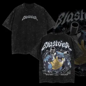 Pokemon "Blastoise" Vintage Unisex Oversize Anime Manga Acid Heavyweight Cotton T-shirt, graphic tee,anime lover , outfits men