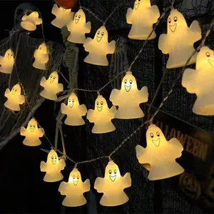 Ghost Shaped LED String Light, Battery Powered LED String Light, Halloween Decorative Light for Home & Themed Party Decorations, Ornaments
