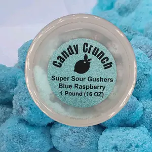 Super Sour Gushers - 1 lb (16 oz) 2-8oz containers Candy Snack - Real Candy Makers - Blueberry Raspberry, Watermelon, Green Apple & Cherry Limeade