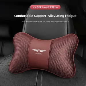 1Pcs Car Seat Headrest Ice Silk Neck Pillow Support Soft Pad For Genesis G70 G80 G90 GV80 GV70 GV60 GV90 Neolun