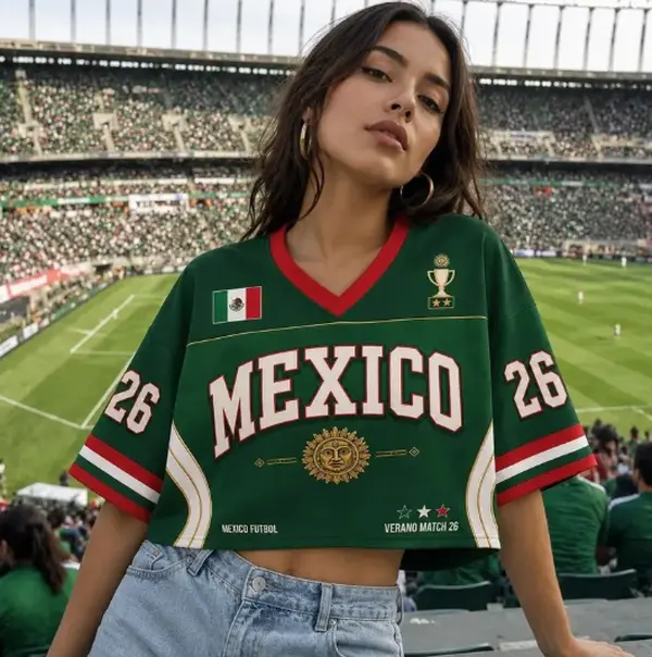 Mexico Soccer Crop Top Jersey Summer Match 26, Custom Mexican Soccer Shirt