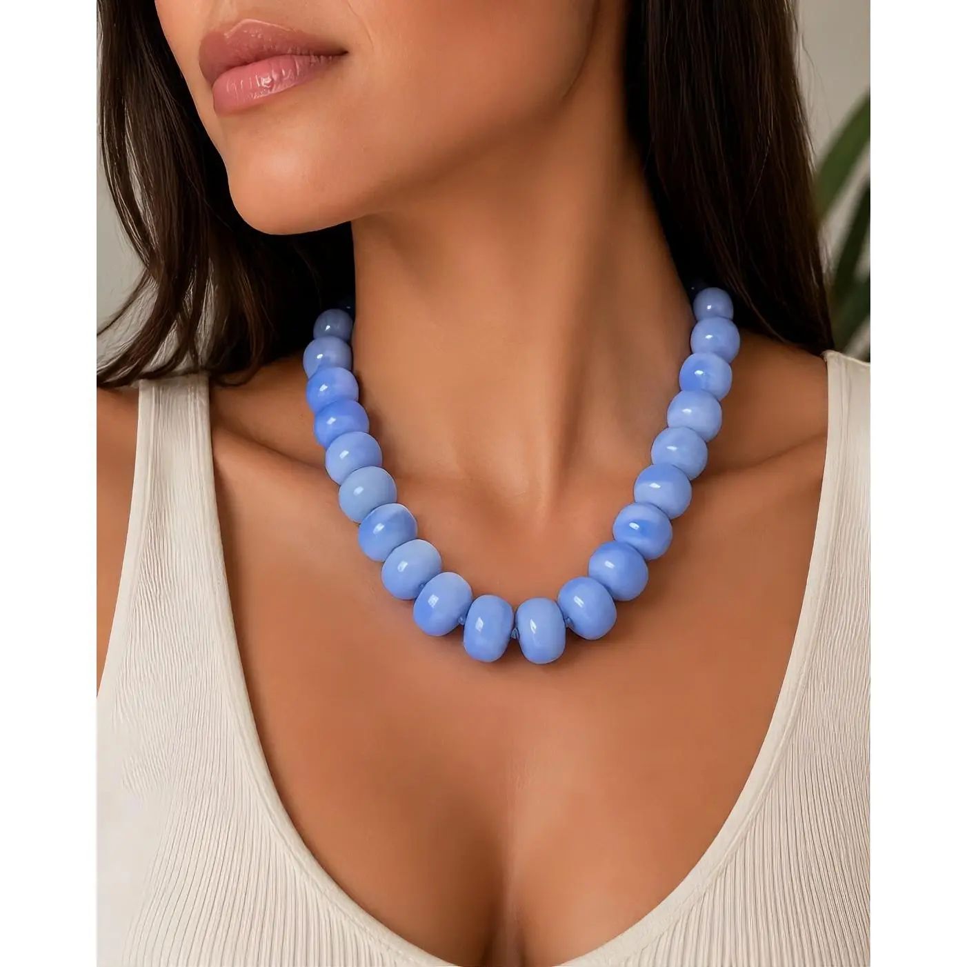 Chunky Beaded Statement Necklace for Women | Colorful Acrylic Choker