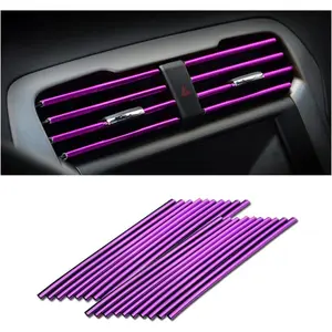 Car Air Conditioner Decoration Strip for Vent Outlet, 20 Pieces Universal Waterproof Bendable Polyvinyl Chloride Trim Decoration, Suitable for Most Car - Interior Accessories (Purple)
