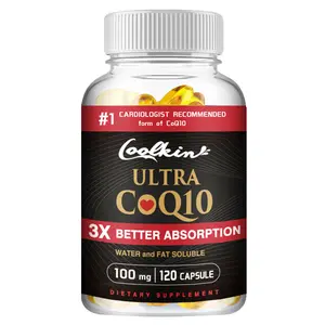 Coolkin Ultra CoQ10 antioxidant coenzyme 100 mg, 3 times better absorbed, patented water-soluble and fat-soluble natural capsule Coenzyme Q10, antioxidant, promotes heart health.