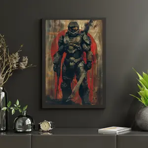 Unframed Art Poster: Halo The Master Chief Samurai Poster |       High Quality Art Print |       Perfect for Game Room Decoration |       Ideal as an Art Poster Fan Gift and Artistic Ornament letterpress Wall Box