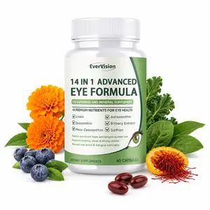 14 in 1 Advanced Eye Formula - Eye Vitamin & Mineral Supplement with Lutein Zeaxanthin Zinc & Bilberry Extract - Supports Vision Focus & Daily Eye Health - Comprehensive Ocular Wellness Formula - 60 Capsules