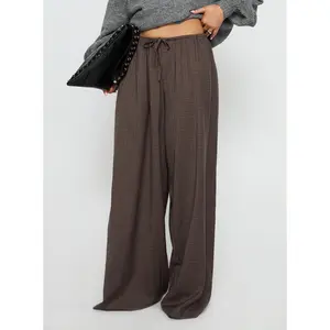 Bungala Oversized Relaxed Pants Brown Check