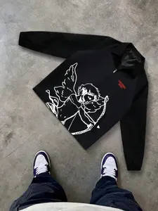 Men's Fashion Simple Cupid Heart Print Zipper Fitted Thin Jacket, Casual Spring Fall Lightweight Coat, Gift for Husband Friend Valentine's Day