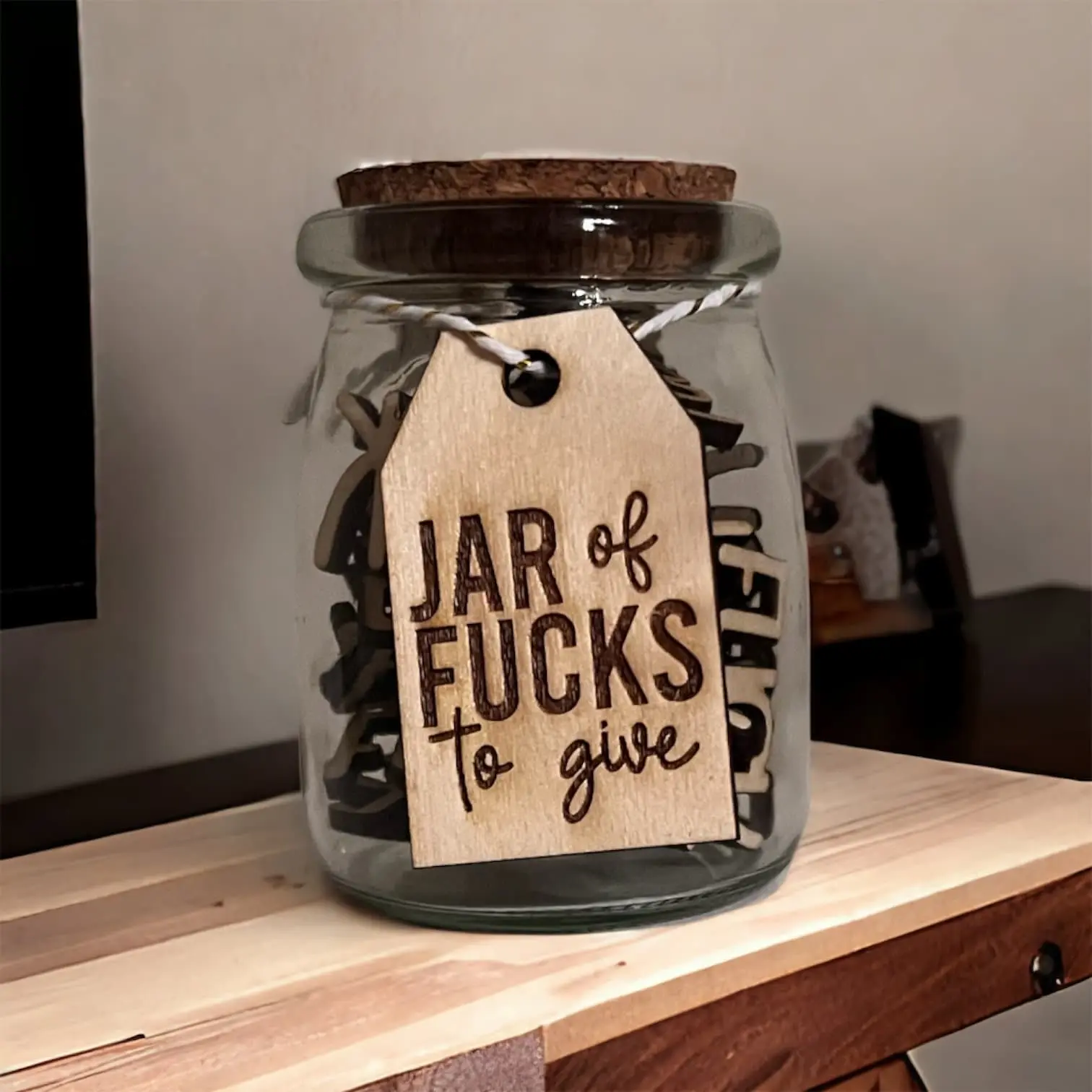 Jar of fucks to give- give a fuck jar - swear jar - gag gift- adult humor