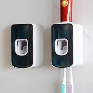 Toothbrush Holder and Toothpaste Dispenser Wall Mounted, Automatic Toothpaste Squeezer, 2 in 1 Tooth Brush Toothpaste Organizer for Shower