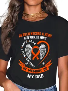 100% Cotton I Wear Orange In Memory of my Dad Leukemia Awareness Father T-Shirt