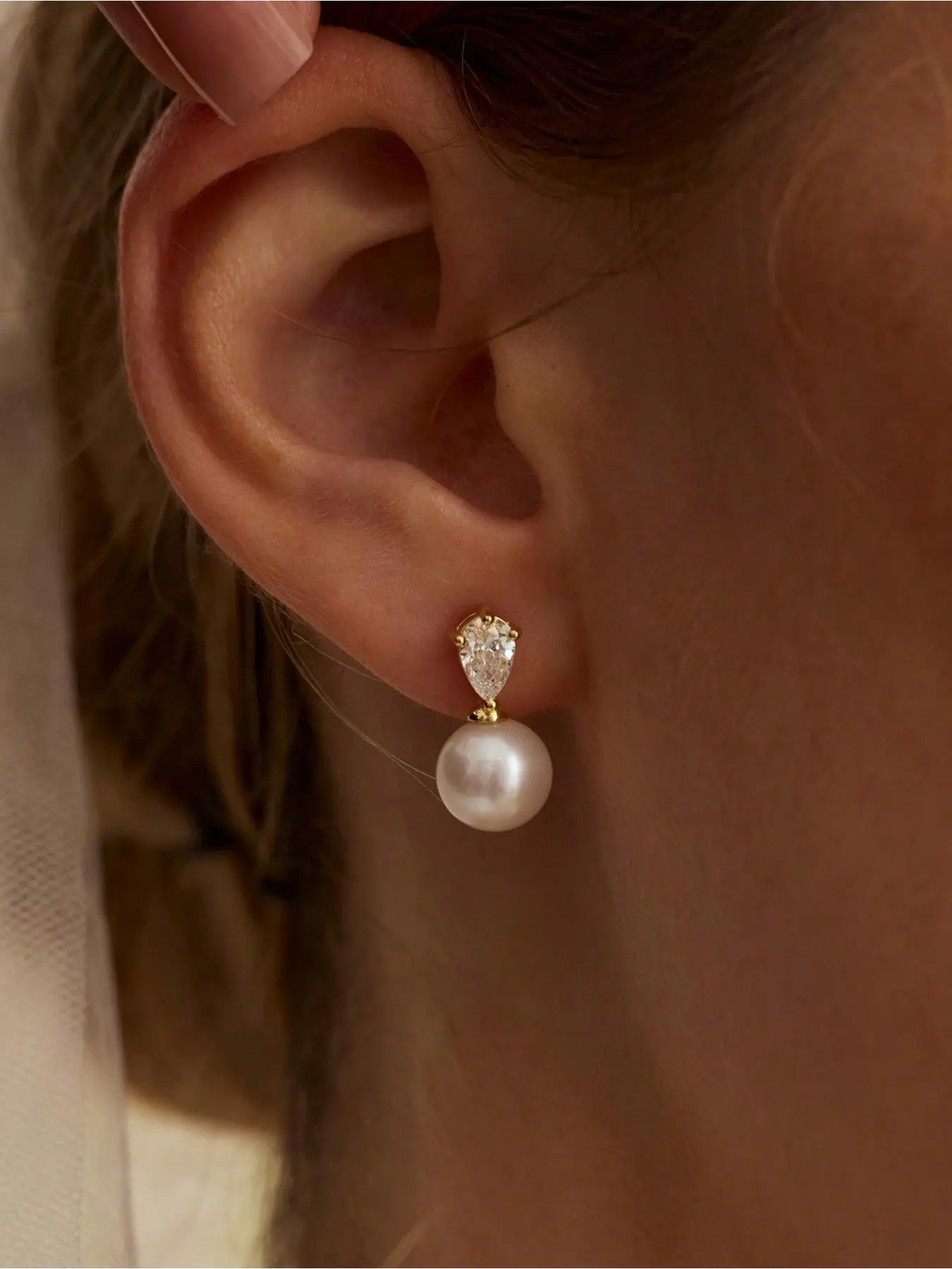 Golden Cz Pearl Earrings, Hypoallergenic Elegant Drop Earrings, Classic Versatile Pearl Jewelry for Women, Perfect Gift Idea