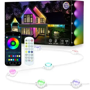 Outdoor Light Strip, 1 Count RGB Color Changing LED Light Strip with Remote Control, Waterproof LED Light Strip for Outside, Bluetooth-compatible Decorative Light