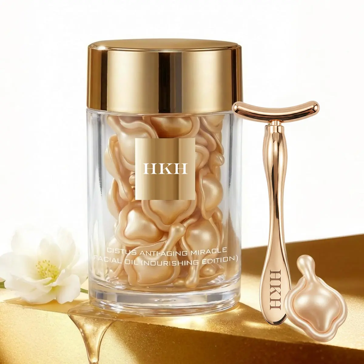 HKH Plant Retinol Time Capsule Anti-Aging Facial Serum Oil with Peptides & Vitamin C, Skin Tightener for Firming, Wrinkle Reduction, Hyperpigmentation Treatment, Glow Up & Porcelain Skin Results, Facial Oil, Soft Skin campingessentials