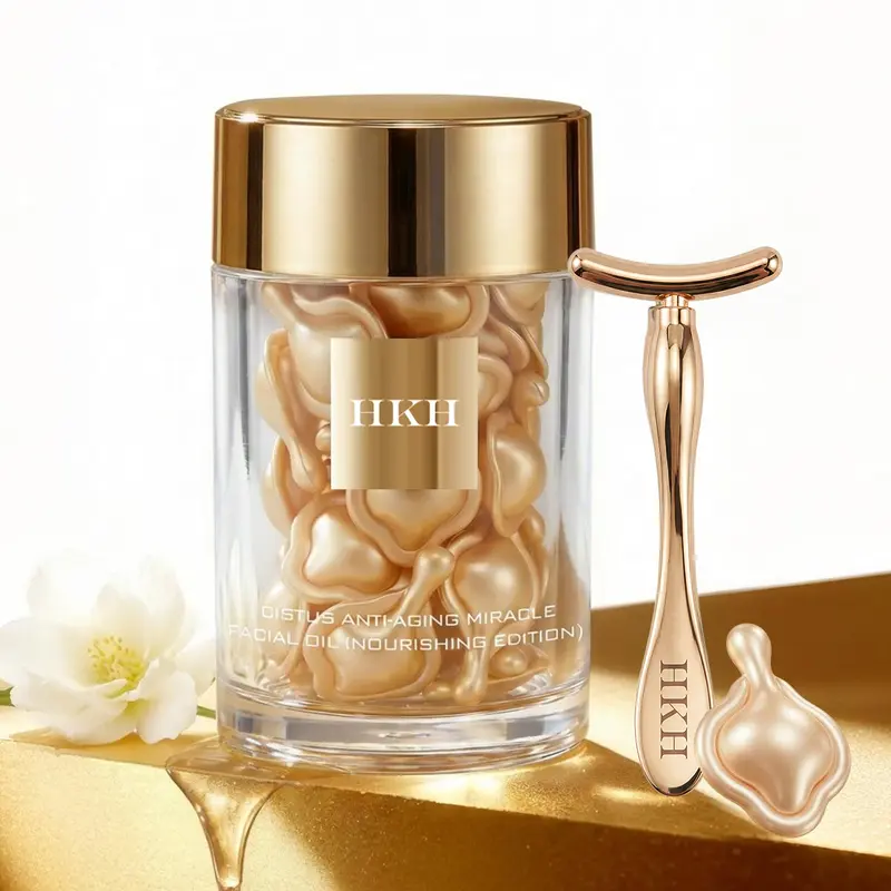 HKH Plant Retinol Time Capsule Anti-Aging Facial Serum Oil - Fresh Single-Dose Botanical Blend, Biodegradable Caps, Peptides for Firming, Bright VC-IP Glow, Skin Repair, Anti-Wrinkle Firming Moisturizing Hydrating Serums & Essences, Recyclable