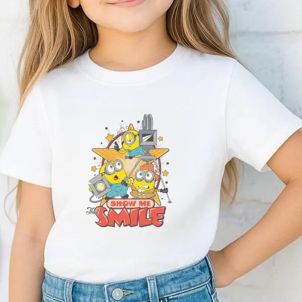 Minions & Monsters Show Me That Smile Baby Tee, Kids Graphic T-Shirt, Unisex Toddler Tee, Casual Daily Wear Kids Clothing
