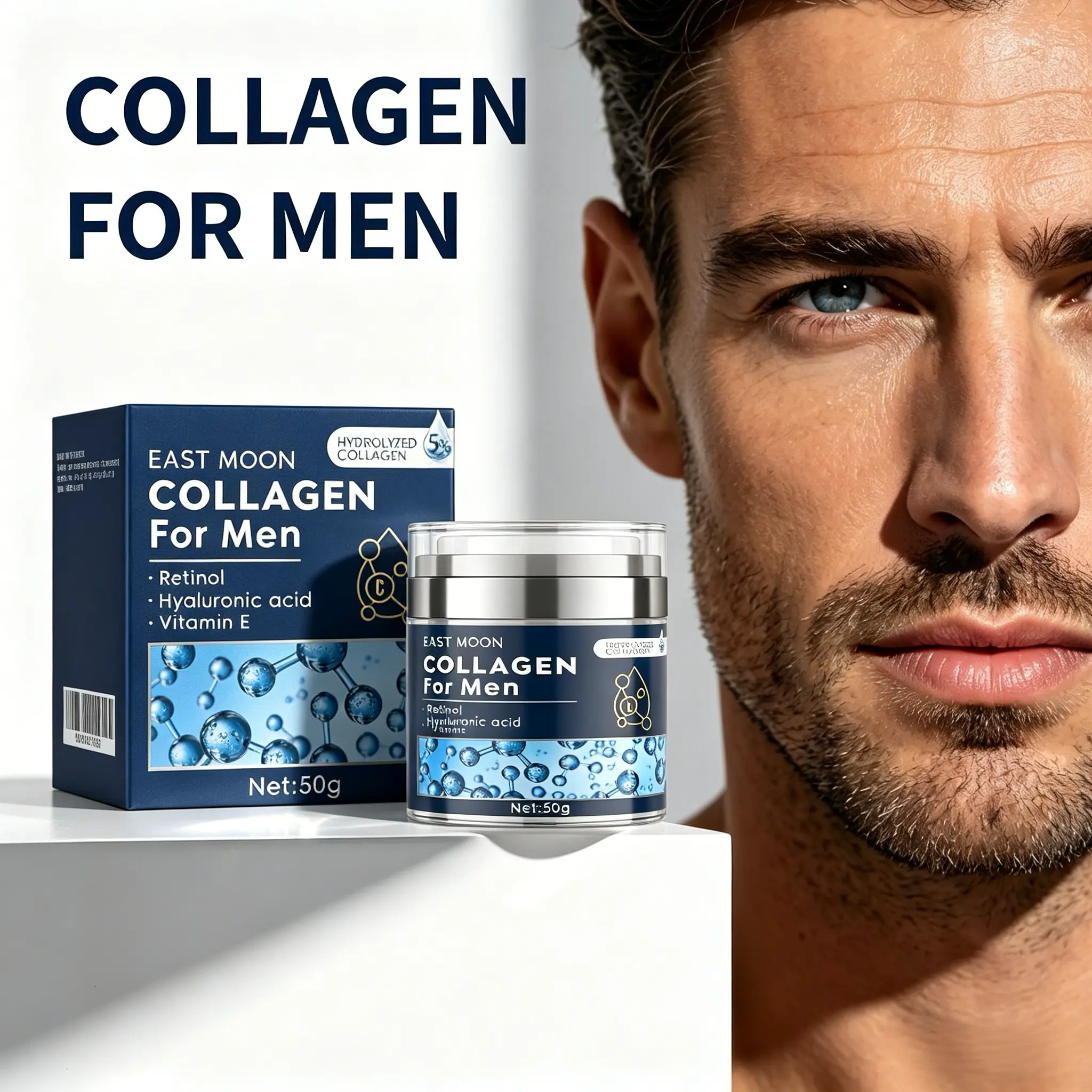 Men's Face Moisturizer with Hyaluronic Acid - Lightweight, Hydrating, Lifting, Firming, Skin Repair, Smoother Skin, Reduces Fine Lines