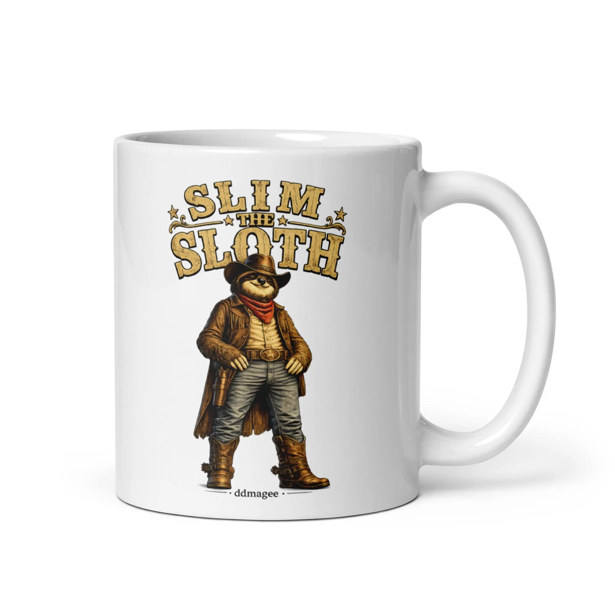 Slim The Sloth White glossy mug