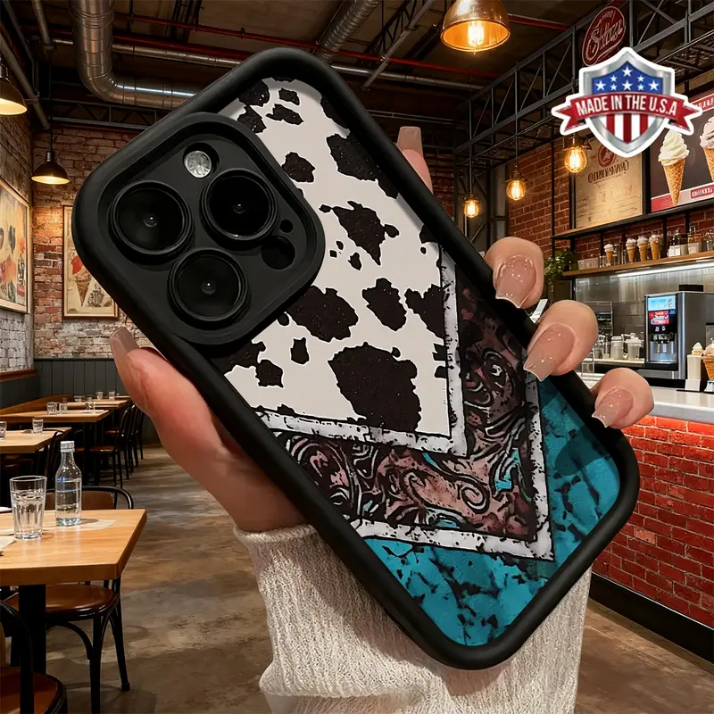 Cool Cow Print Graffiti Artistic Smartphone Case for iPhone 17,16,15,14 Pro Max,13,12,11,XR,XS Plus - Air Slim, Shockproof, Anti-Drop Thermoplastic Polyurethane Cover | Animal-Themed Phone Accessories