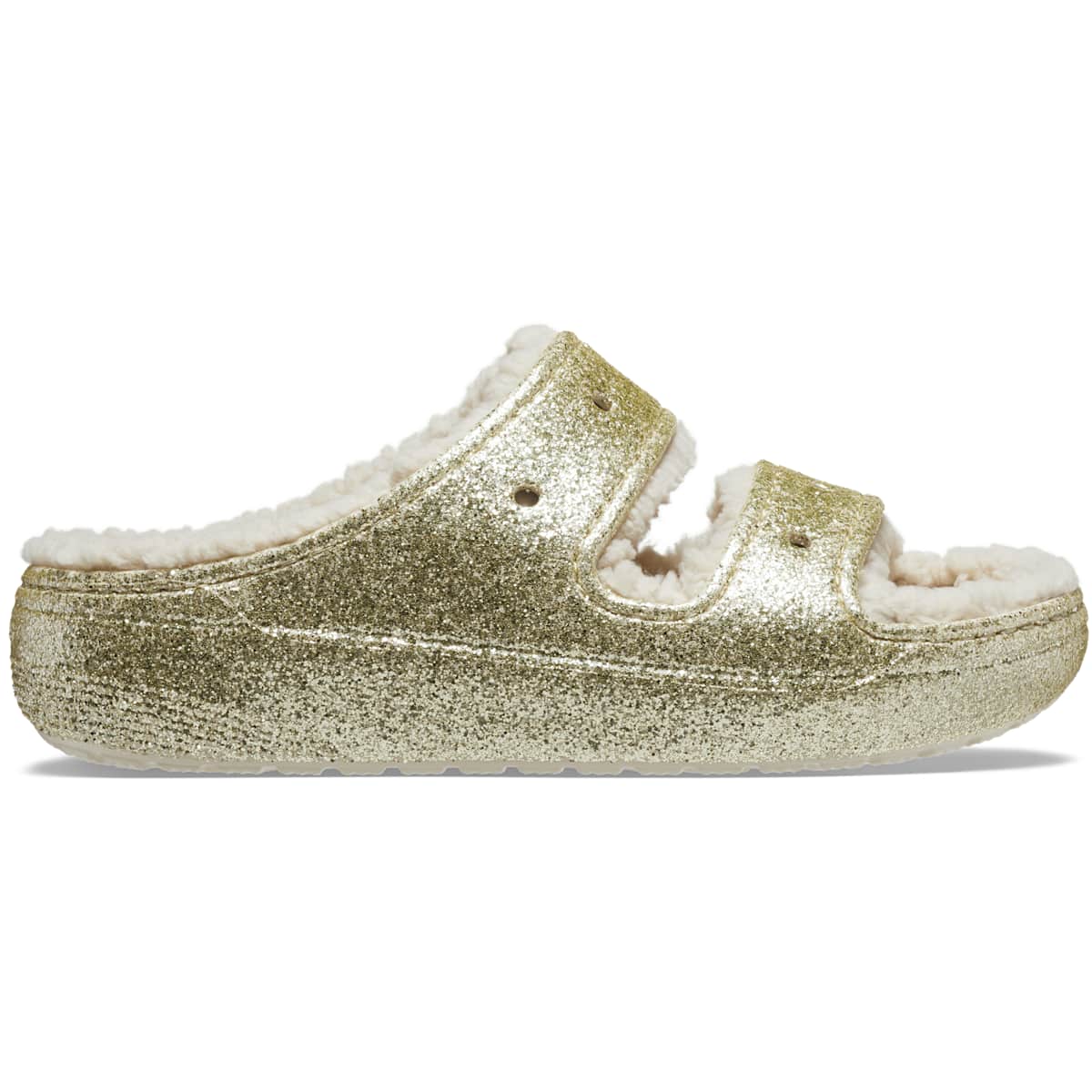 Crocs Unisex Adult Classic Glitter Cozzzy Fuzzy Lined Sandals, Fuzzy House Slippers