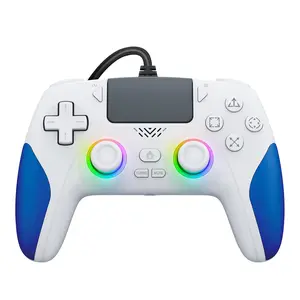 Wired Controller for PS-5/PC, Gaming Controller with Dual Vibration, Programmable/Remap/Turbo/RGB Light, 3.5MM Headphone Jack