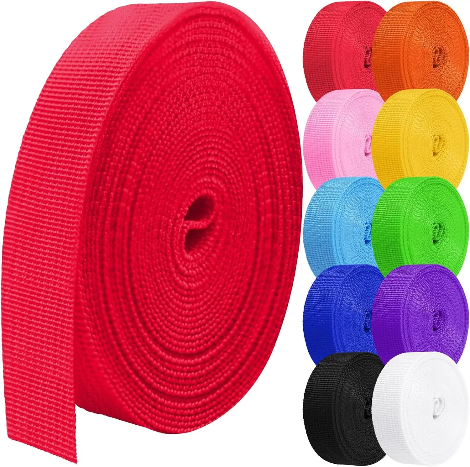Polypropylene Webbing 1 Inch 1.5 inch 2 inch Nylon Webbing Straps, 5 10 25 50 100 Yards Webbing Strapping