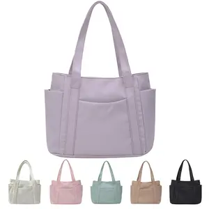 Women's Multi-Functional Nylon Shoulder Tote Bags Simple Medium Handbags with Zipper Closure for Christmas Party