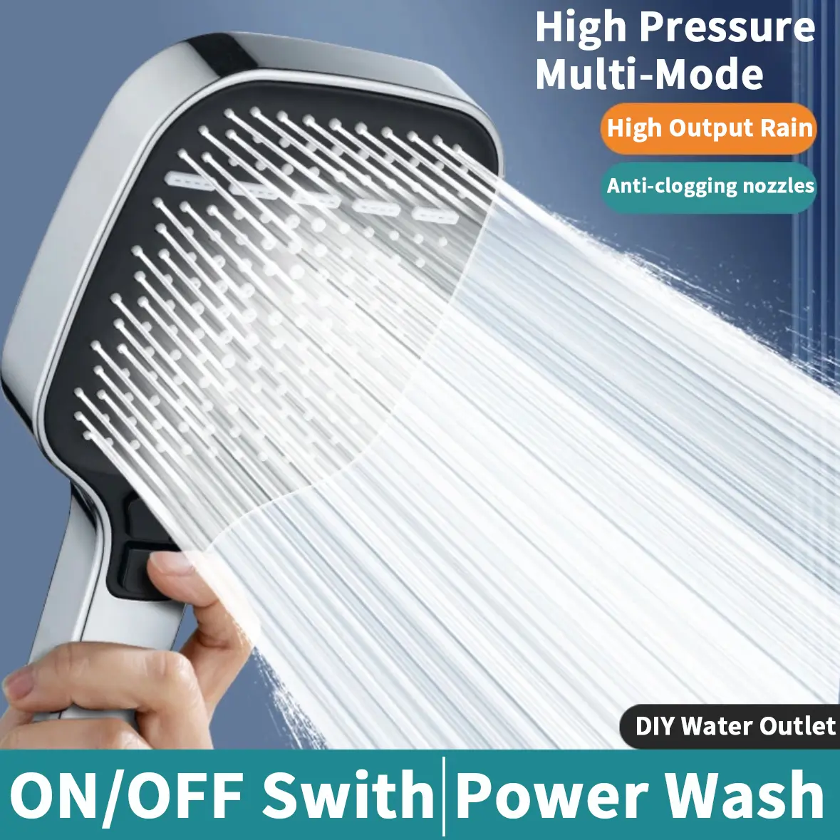 BOZIWA Shower Head with High Pressure, Handheld Multi-Mode Spray, Adjustable Nozzle, Anti-Clog Design
