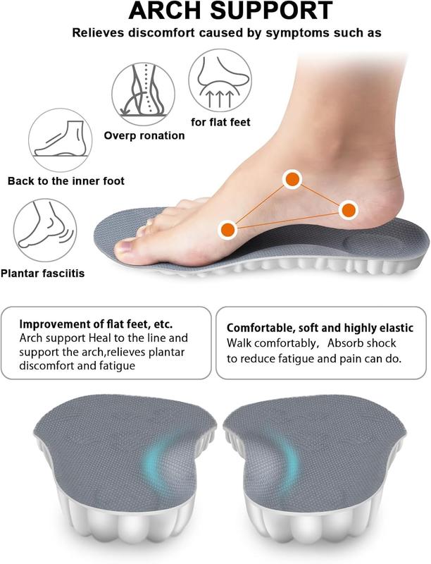 Orthopedic Support Insoles for Women & Men - Cushioned, Breathable Foot Pain Relief