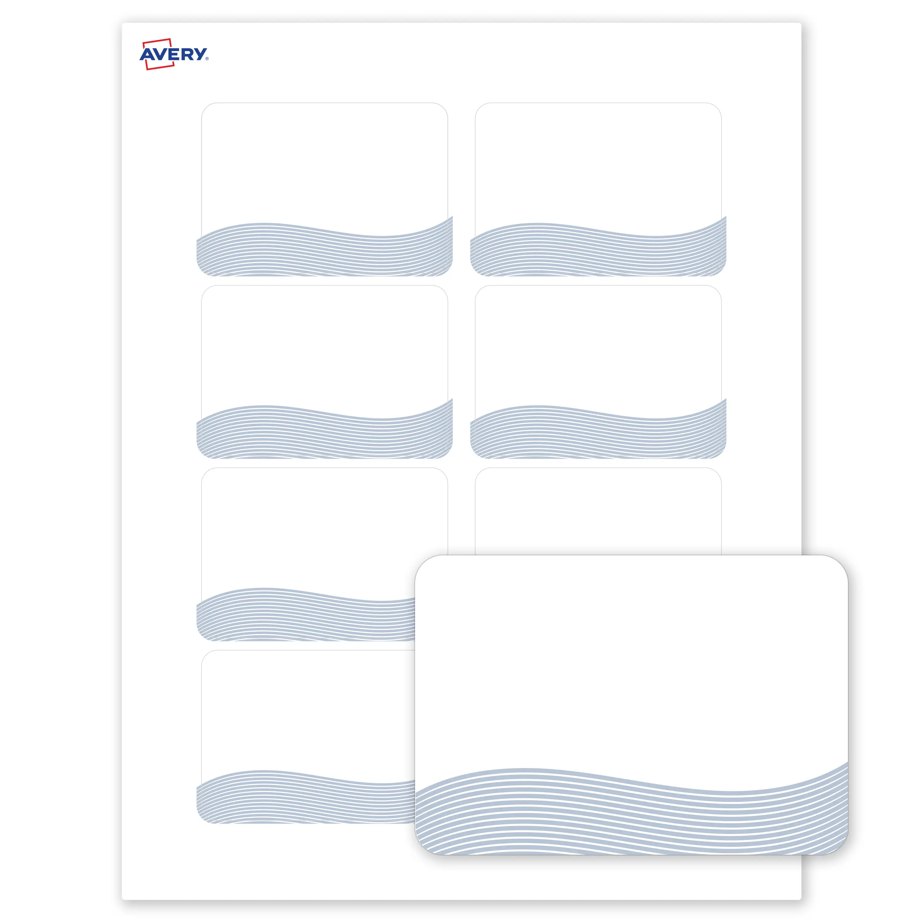 Avery® Printable Rectangle Adhesive Name Badges, Pre-Printed Colorful Design, Matte White, 2-1/3" x 3-3/8", Laser & Inkjet Compatible, 80 Total, Great for Branding, Marketing, and Events