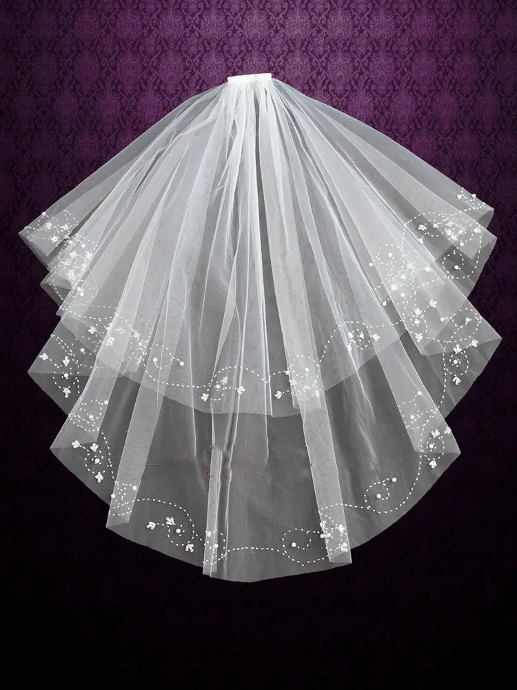 Eye Lash Lace Trim Edge Chapel Length Veil VG1009 - TikTok Shop display picture 3