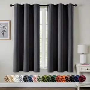 Dark Grey Blackout Curtains for Bedroom Living Room 63 Inches Long 2 Panels, Thermal Insulated Room Darkening Drapes Solid Grommet Noise Reduction Light Blocking Window Treatments 40x63 Inch