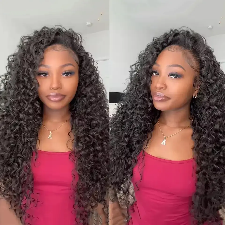 Half Wig Human Hair Water Wave 26 Inch Curly Half Wigs for Black Women 3 In 1 Drawstring Seamless Flip Wig Invisible Hairline Beginner Friendly 200% Density Wear and Go Quick Install Wig Natural Black