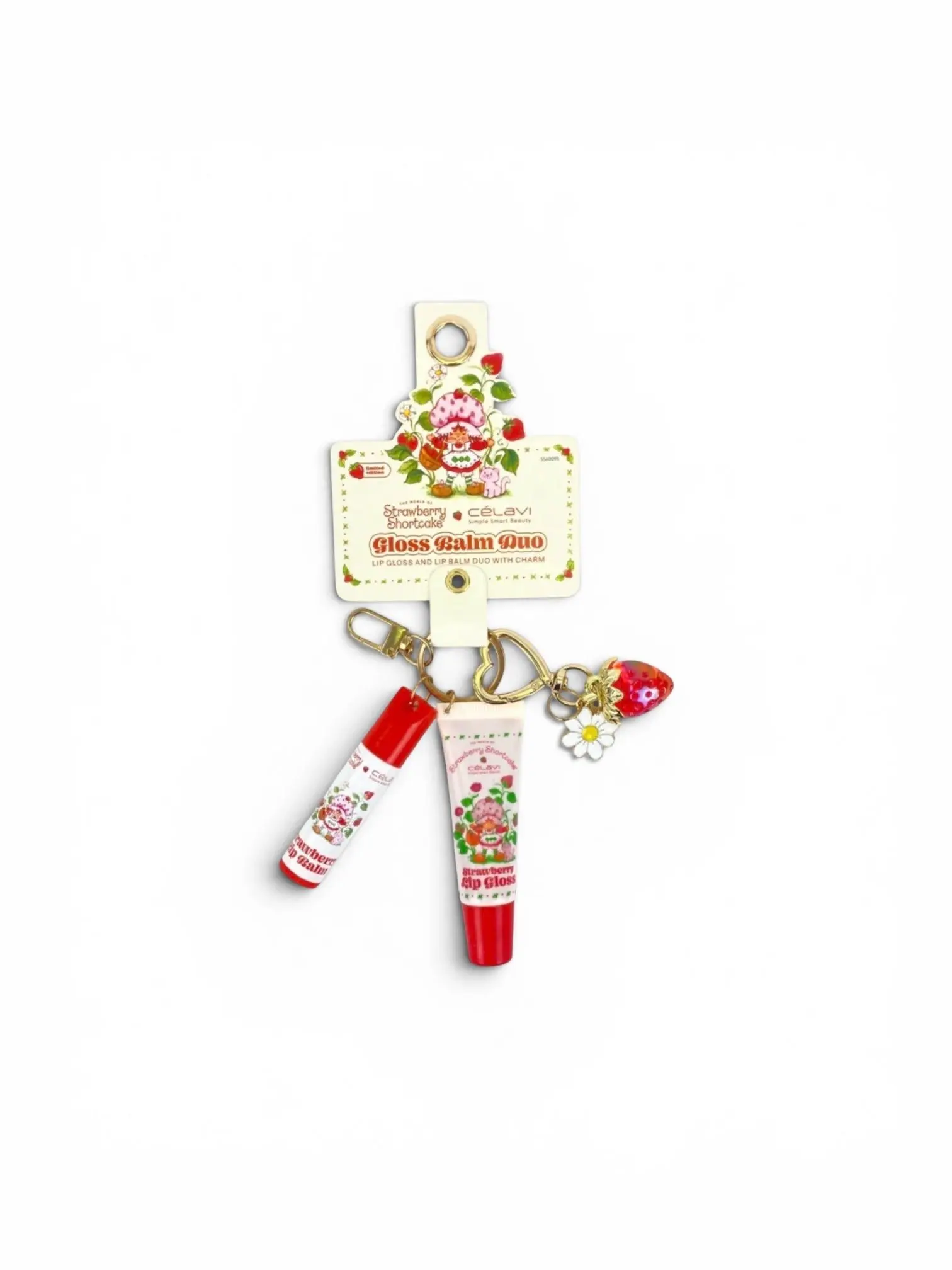 Celavi Strawberry Shortcake Lip Gloss + Keychain Duo