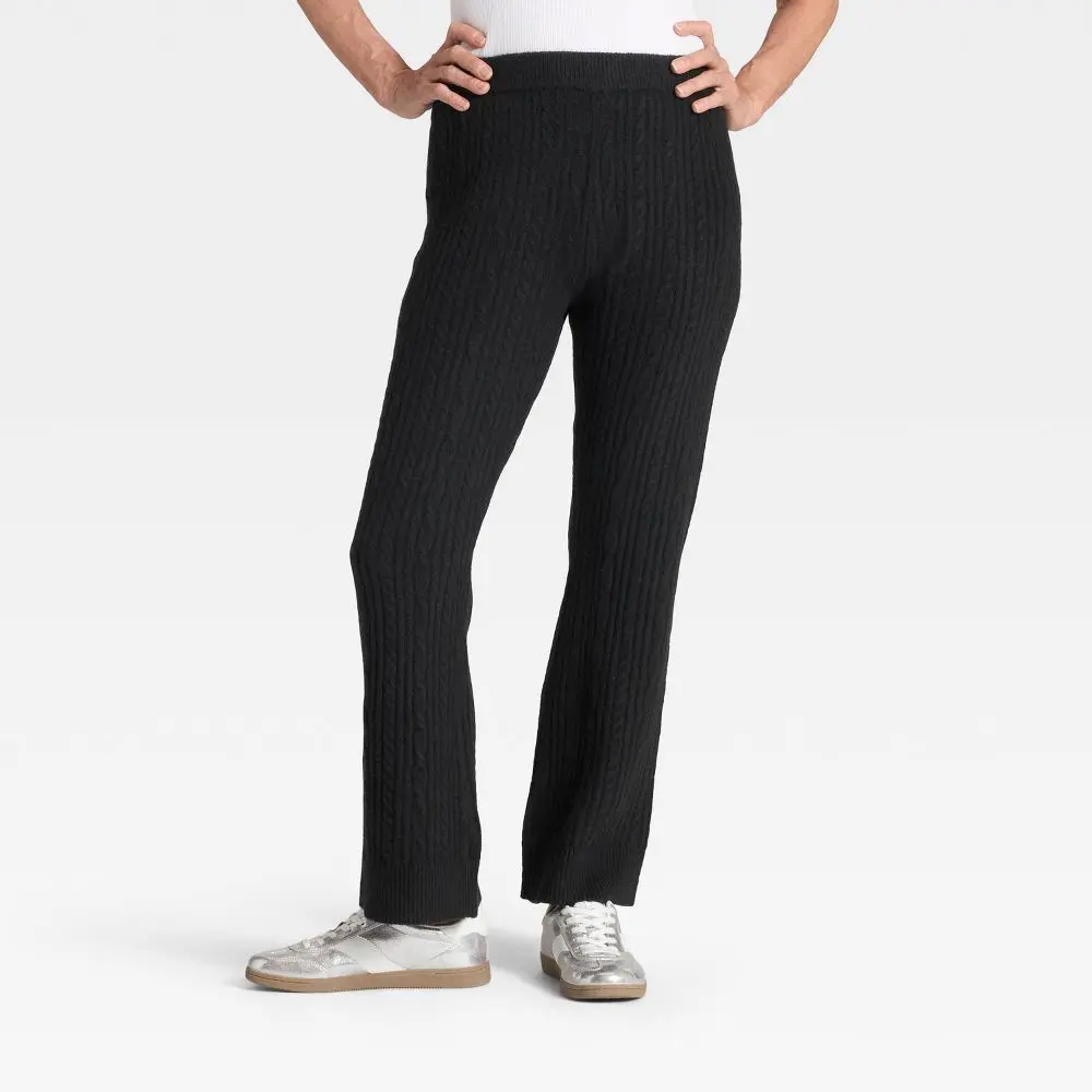 Women's High-Rise Wide Leg Ankle Sweater Pull-On Pants - Universal