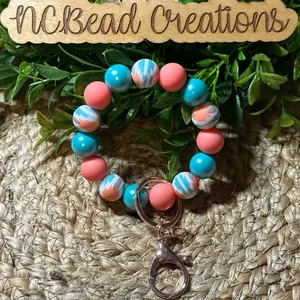 Silicone Bead Wristlet, Silicone Beads, Keychain Wristlet