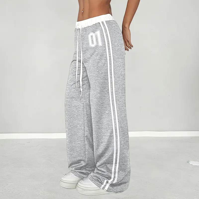 Women’s all-season digital print long pants, casual drawstring long pants, women’s athletic-casual long pants