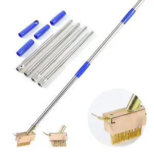 Crack Weed Removal Tool, 60 Inch Adjustable Handle Pathway Crack Weeder, Moss Pathway Weed Killer with 2 Brush Heads, Patio Walkway Lawn Mower