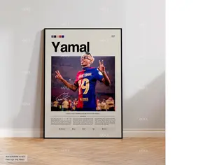 Lamine Yamal Poster, Yamal Barcelona Wall Art, Framed Yamal Print, Barcelona FC Decor, Barcelona FC Fan Gift Idea, Soccer Print