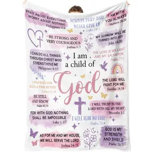 Baptism Gifts for Girl, I Am a Child of God Blanket, Christian Birthday Gifts for Girls, Women Confirmation & First Communion Gifts for Girls